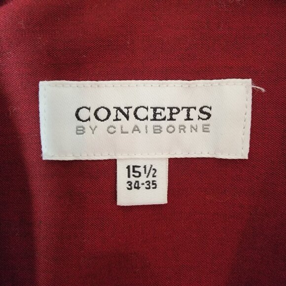 Concept Claiborne Mens Dress Shirt Button Down Long Sleeve Sz15.5 34/35 Burgundy - Picture 3 of 11